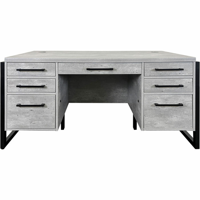 Martin Mason Concrete Laminate Unit - 31" Height x 66" Width x 30" Depth - Total Drawer(s): 7 - Double Pedestal - Material: Thermofused Laminate (TFL) - Finish: Concrete, Stone - Center Drawer, Storage Drawer, Cable Management, Grommet, Heavy Duty, Ball B