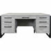Martin Mason Concrete Laminate Unit - 31" Height x 66" Width x 30" Depth - Total Drawer(s): 7 - Double Pedestal - Material: Thermofused Laminate (TFL) - Finish: Concrete, Stone - Center Drawer, Storage Drawer, Cable Management, Grommet, Heavy Duty, Ball B