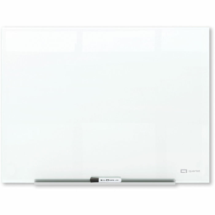 Quartet InvisaMount Magnetic Glass Board - 48" (4 ft) Width x 36" (3 ft) Height - White Tempered Glass Surface - Horizontal - Magnetic - Frameless, Accessory Tray, Non-absorbent, Stain Resistant, Ghost Resistant, Scratch Resistant, Dent Resistant, Easy to