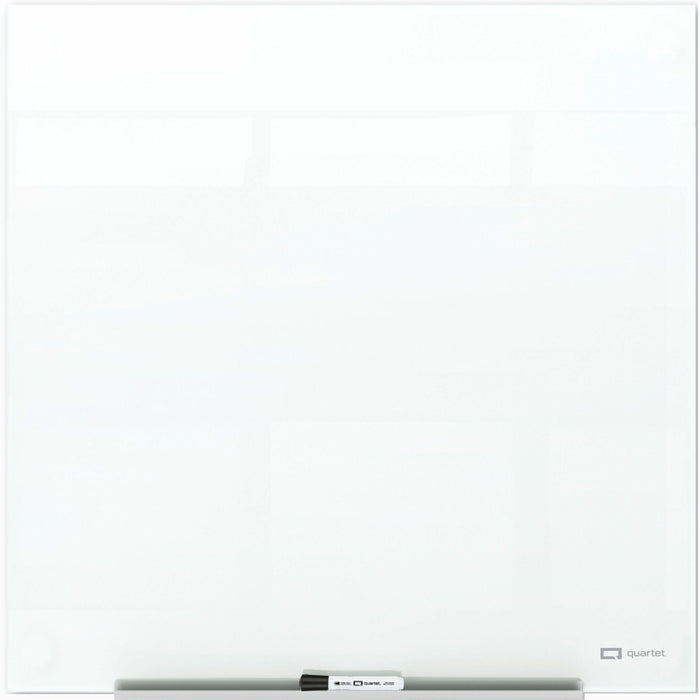 Quartet InvisaMount Magnetic Glass Board - 48" (4 ft) Width x 48" (4 ft) Height - White Glass Surface - Horizontal - Magnetic - Frameless, Accessory Tray, Non-absorbent, Stain Resistant, Ghost Resistant, Scratch Resistant, Dent Resistant, Easy to Clean -