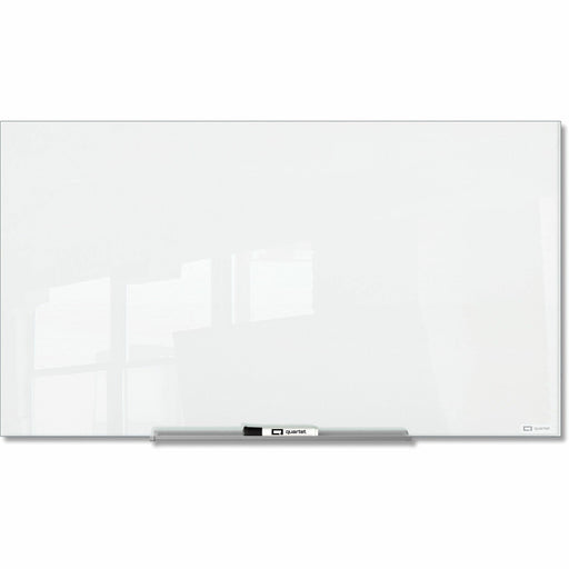 Quartet InvisaMount Magnetic Glass Board - 48" (4 ft) Width x 72" (6 ft) Height - White Glass Surface - Horizontal - Magnetic - Frameless, Accessory Tray, Non-absorbent, Stain Resistant, Ghost Resistant, Scratch Resistant, Dent Resistant, Easy to Clean -
