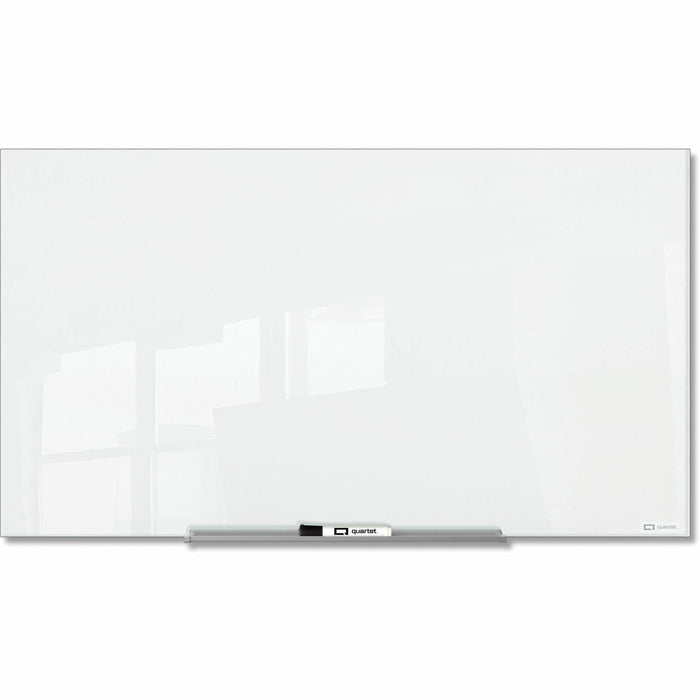 Quartet InvisaMount Magnetic Glass Board - 48" (4 ft) Width x 72" (6 ft) Height - White Glass Surface - Horizontal - Magnetic - Frameless, Accessory Tray, Non-absorbent, Stain Resistant, Ghost Resistant, Scratch Resistant, Dent Resistant, Easy to Clean -