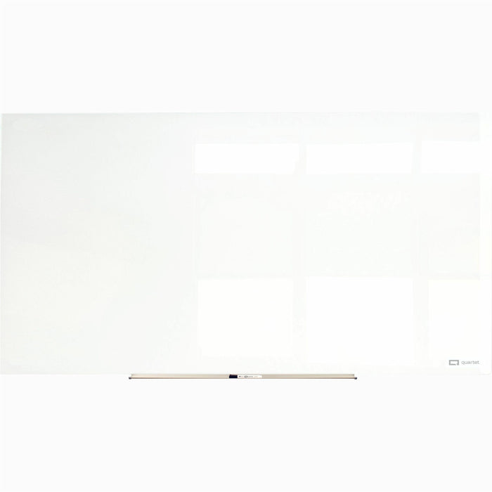 Quartet InvisaMount Magnetic Glass Board - 48" (4 ft) Width x 96" (8 ft) Height - White Glass Surface - Horizontal - Magnetic - Frameless, Accessory Tray, Non-absorbent, Stain Resistant, Ghost Resistant, Scratch Resistant, Dent Resistant, Easy to Clean -