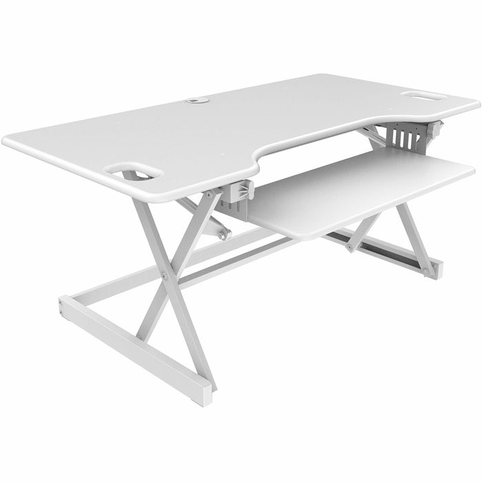 Rocelco Sit/Stand Desk Riser - 45 lb Load Capacity - 20" Height x 45.70" Width x 23.60" Depth - Desk - White - For Monitor, Notebook, Keyboard - Ergonomic, Keyboard Tray, Grommet, Cable Management, Retractable, Adjustable - 1 Each
