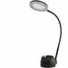Victory Light 3-Diopter Magnifier Lamp - 15.7" Height - 3 W LED Bulb - USB Charging, Gooseneck, Adjustable Shade, Adjustable Brightness, Dimmable - Acrylic - Black