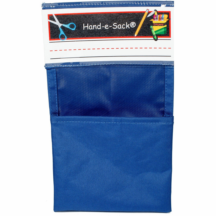 Seat Sack Hand-e-Sack Storage Pouches - Desk - Hook & Loop Closure, Interlockable, Storage Space, Tear Resistant, Adhesive - Blue - 100 / Carton