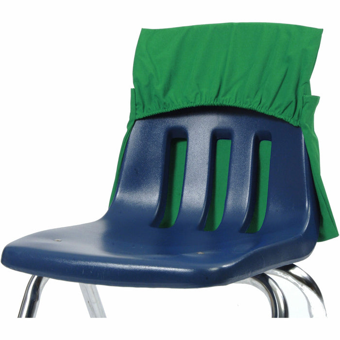Seat Sack 10-Count 1-Pocket Seat Sack with Elastic Back Bundle - 1 Pocket(s) - 1 Compartment(s) - 17" Width x 2" Depth - Chair - Durable, Desk Space, Laminated, Elastic, Washable, Expandable - Green - Poly Cotton - 1 Carton