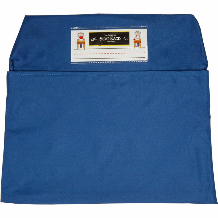 Seat Sack 10-Count 1-Pocket Classroom Pack - 1 Pocket(s) - 19" Width x 2" Depth - Chair - Laminated, Elastic, Washable, Expandable - Blue - Poly Cotton - 10/Pack - 1 Carton
