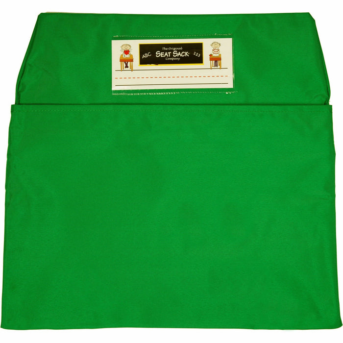 Seat Sack 25-Count 1-Pocket Classroom Pack - 1 Pocket(s) - 15" Width x 2" Depth - Chair - Laminated, Washable, Expandable, Easy to Clean - Green - Poly Cotton - 25/Pack - 1 Carton