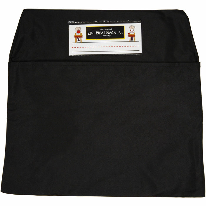 Seat Sack 10-Count 1-Pocket Classroom Pack - 1 Pocket(s) - 19" Width x 2" Depth - Chair - Laminated, Elastic, Washable, Expandable - Black - Poly Cotton - 10/Pack - 1 Carton