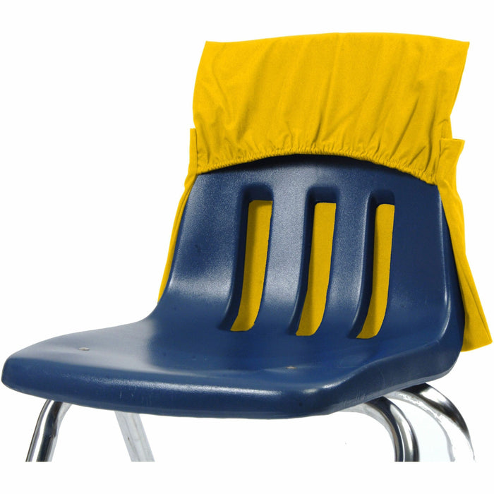 Seat Sack 25-Count 1-Pocket Seat Sack with Elastic Back Classroom Pack - 1 Pocket(s) - 17" Width x 2" Depth - Chair - Elastic, Expandable, Washable, Durable - Yellow - Plastic, Poly Cotton, Laminate - 1 Carton