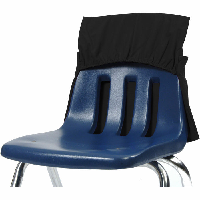 Seat Sack 10-Count 1-Pocket Seat Sack with Elastic Back Bundle - 1 Pocket(s) - 17" Width x 2" Depth - Chair - Durable, Desk Space, Laminated, Elastic, Washable, Expandable - Black - Poly Cotton - 1 Carton