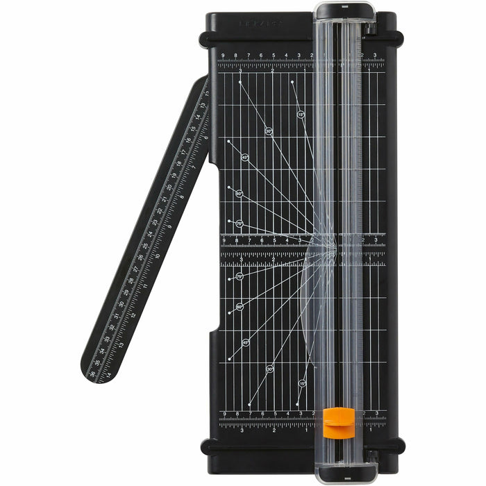 Fiskars SureCut 12" Portable Paper Trimmer - Titanium Blade - Portable, Corrosion Resistant, Break Proof, Fray Proof, Wear Resistant Blade, Scratch Resistant Blade - Stainless Steel - Black - 1 Each