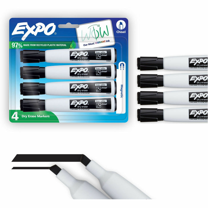 Expo Magnetic Dry-erase Marker - Erasable - Black Ink/ - 4 / Pack