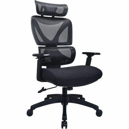 Lorell Xavier Mesh High-Back Chair with Articulating Lumbar - Foam, Fabric Seat Material - Mesh Back Material - High Back - 5-star Base - Black - Armrest - 1 Each
