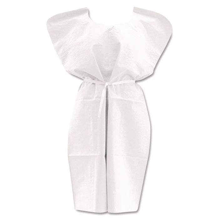 Disposable Patient Gowns, 3-Ply Tissue Poly Tissue, 30" x 42", White, 50/Carton