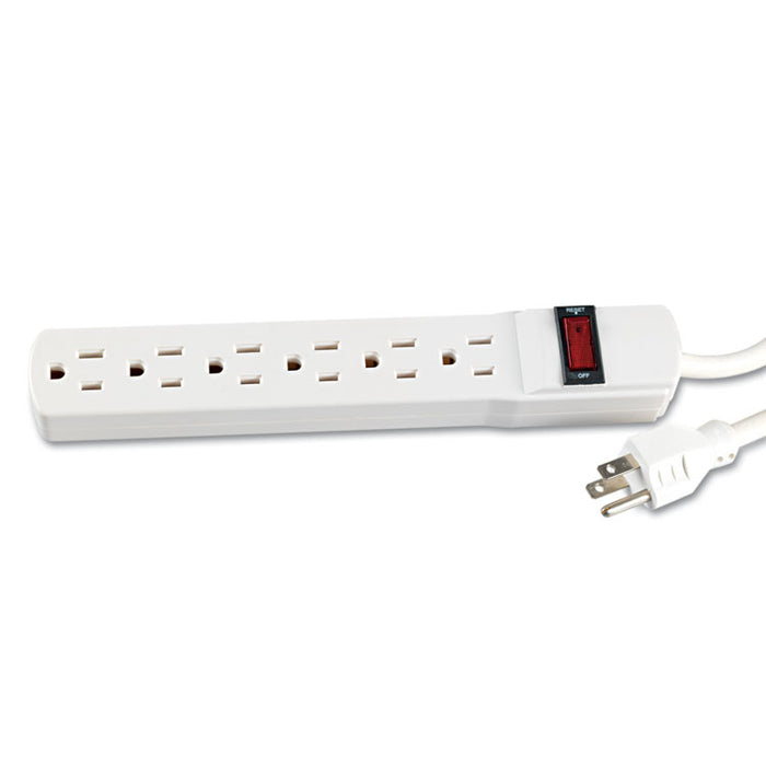 Power Strip, 6 Outlets, 15 ft Cord, Ivory