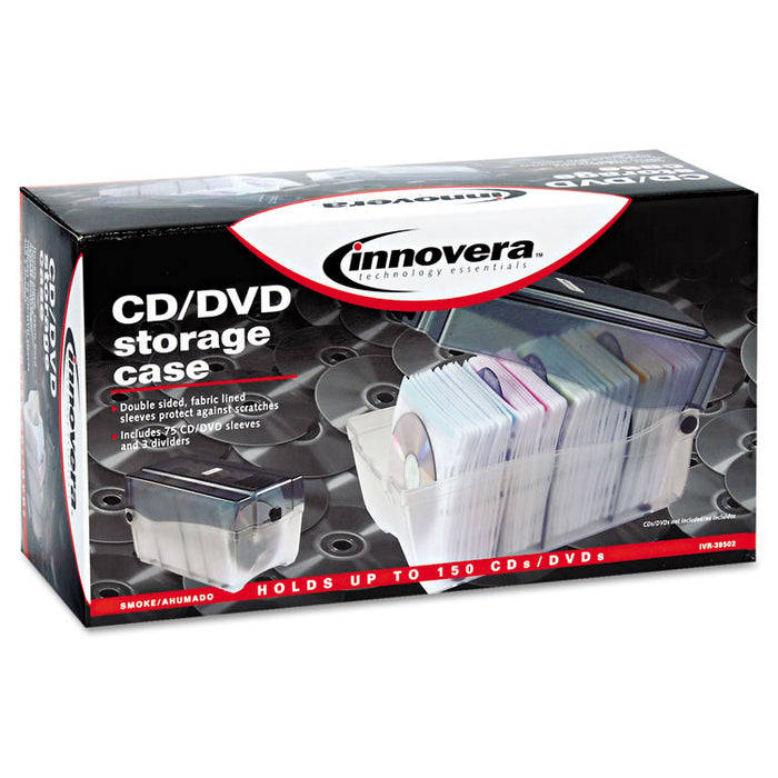 CD/DVD Storage Case, Holds 150 Discs, Clear/Smoke