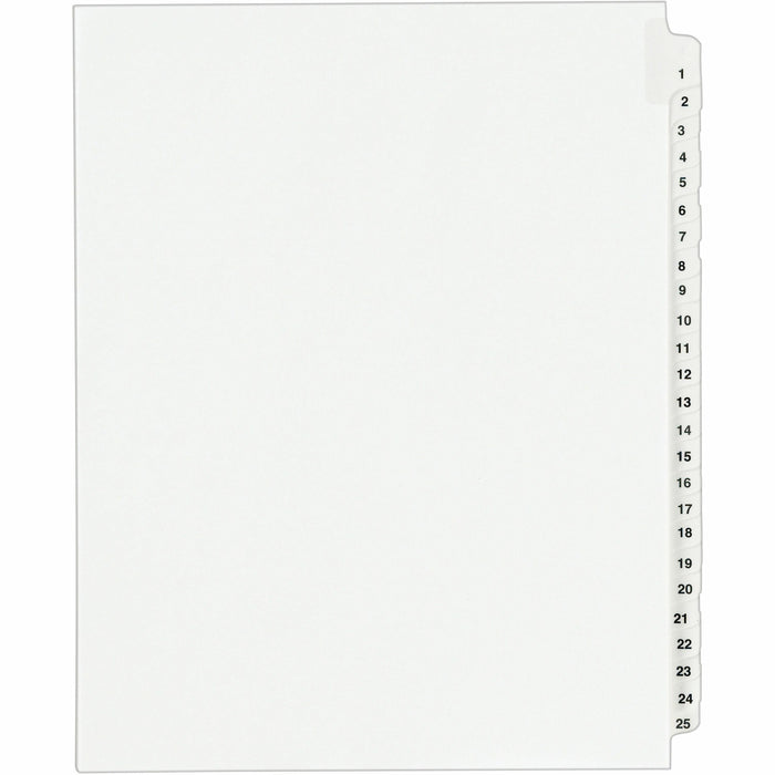 Avery® Standard Collated Legal Exhibit Divider Sets - Avery Style - 25 x Divider(s) - Printed Tab(s) - Digit - Exhibit 1-25 - 25 Tab(s)/Set - 8.5" Divider Width x 11" Divider Length - Letter - White Paper Divider - Paper Tab(s) - 20% - Reinforced Tab, Rip