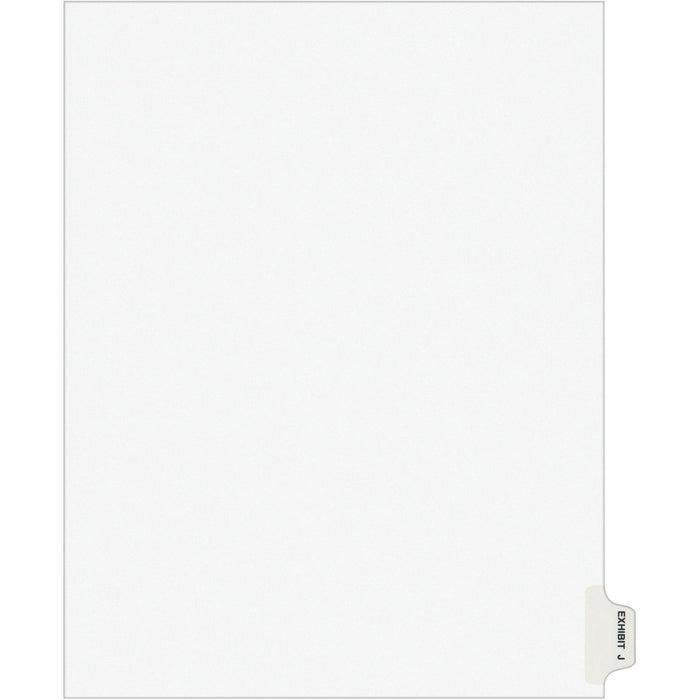 Avery® Individual Legal Exhibit Dividers - Avery Style - 1 Printed Tab(s) - Character - J - 8.5" Divider Width x 11" Divider Length - Letter - White Paper Divider - Paper Tab(s) - 20% Recycled - Reinforced Tab, Rip Proof, Unpunched - 1 Pack