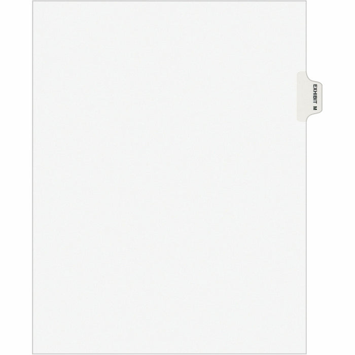 Avery® Individual Legal Exhibit Dividers - Avery Style - 1 Printed Tab(s) - Character - M - 8.5" Divider Width x 11" Divider Length - Letter - White Paper Divider - Paper Tab(s) - 20% Recycled - Reinforced Tab, Rip Proof, Unpunched - 1 Pack