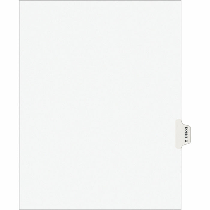 Avery® Individual Legal Exhibit Dividers - Avery Style - 1 Printed Tab(s) - Character - Q - 8.5" Divider Width x 11" Divider Length - Letter - White Paper Divider - Paper Tab(s) - 20% Recycled - Reinforced Tab, Rip Proof, Unpunched - 1 Pack