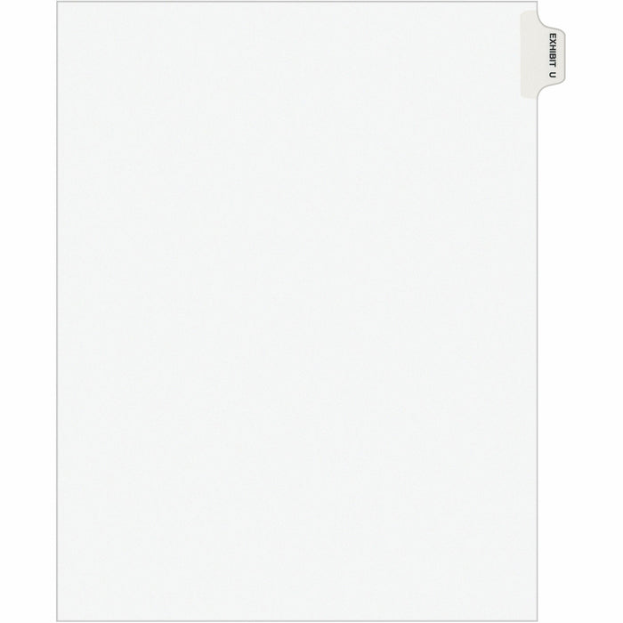 Avery® Individual Legal Exhibit Dividers - Avery Style - 1 Printed Tab(s) - Character - U - 8.5" Divider Width x 11" Divider Length - Letter - White Paper Divider - Paper Tab(s) - 20% Recycled - Reinforced Tab, Rip Proof, Unpunched - 1 Pack
