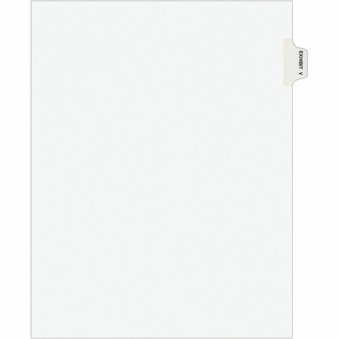 Avery® Individual Legal Exhibit Dividers - Avery Style - 1 Printed Tab(s) - Character - V - 8.5" Divider Width x 11" Divider Length - Letter - White Paper Divider - Paper Tab(s) - 20% Recycled - Reinforced Tab, Rip Proof, Unpunched - 1 Pack