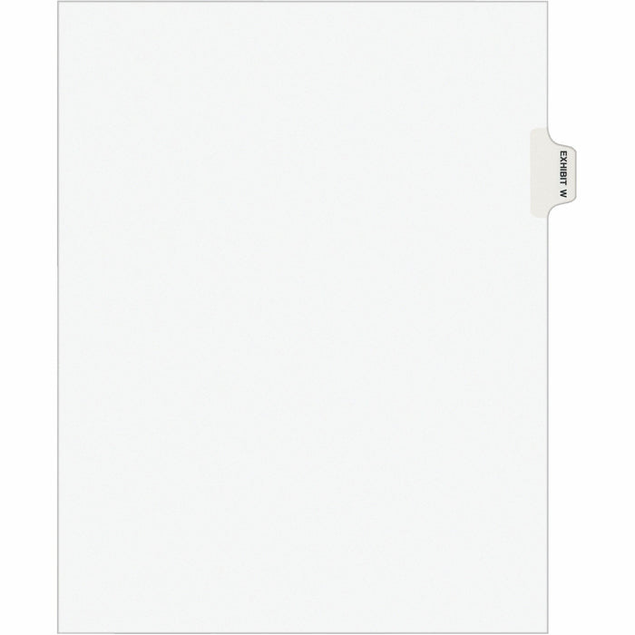 Avery® Individual Legal Exhibit Dividers - Avery Style - 1 Printed Tab(s) - Character - W - 8.5" Divider Width x 11" Divider Length - Letter - White Paper Divider - Paper Tab(s) - 20% Recycled - Reinforced Tab, Rip Proof, Unpunched - 1 Pack