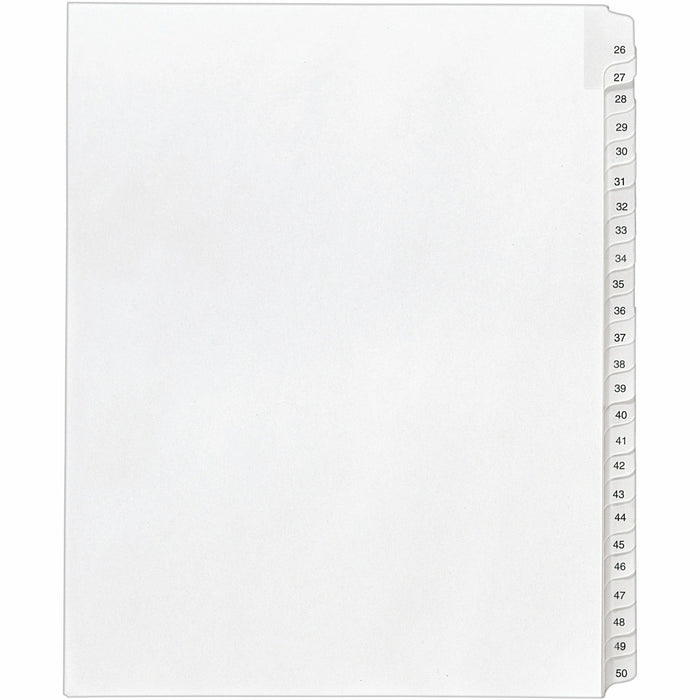 Avery® Collated Legal Exhibit Dividers - Allstate Style - 25 x Divider(s) - Printed Tab(s) - Digit - 26-50 - 25 Tab(s)/Set - 8.5" Divider Width x 11" Divider Length - Letter - White Paper Divider - White Tab(s) - 20% Recycled - Reinforced Tab, Rip Proof,