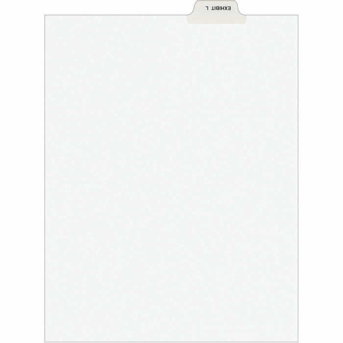 Avery® Individual Bottom Tab Legal Dividers - 25 x Divider(s) - Bottom Tab(s) - Exhibit L - 1 Tab(s)/Set - 8.5" Divider Width x 11" Divider Length - Letter - 8.50" Width x 11" Length - White Paper Divider - 20% Recycled - 1 Pack
