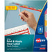 Avery® Print & Apply Translucent Dividers - 40 x Divider(s) - 8 - 8 Tab(s)/Set - 8.5" Divider Width x 11" Divider Length - 3 Hole Punched - Translucent Plastic Divider - Multicolor Plastic Tab(s) - Tear Resistant, Sturdy, Hole-punched, Printable, Customiz