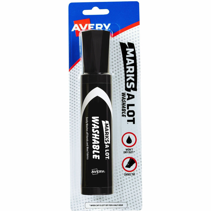 Avery® Marks A Lot Marks A Lot Washable Marker, Jumbo, 1 Black Marker - Washable - Black Ink - Water Based - Black Barrel - Home, School - 1 Each