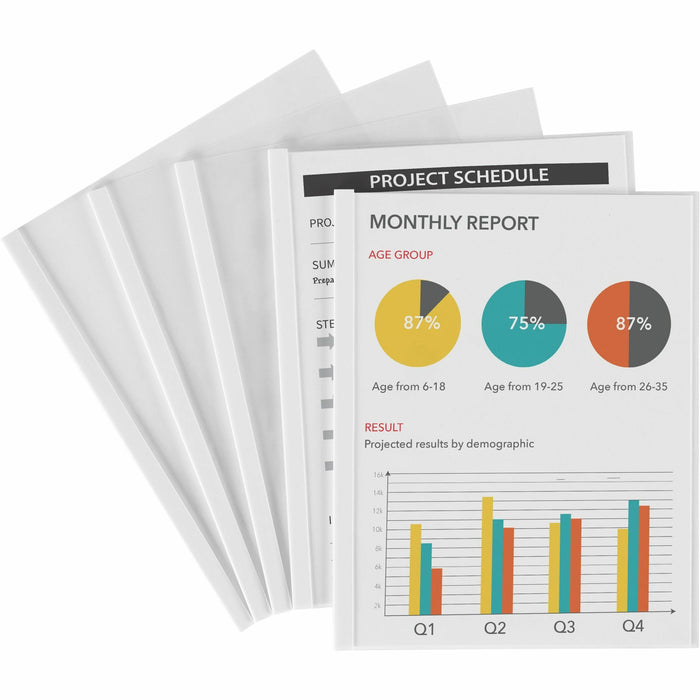 Avery® Report Cover - 1/8" Folder Capacity - 20 Sheets Capacity - Poly - White, Clear - Non-stick - 50 / Box