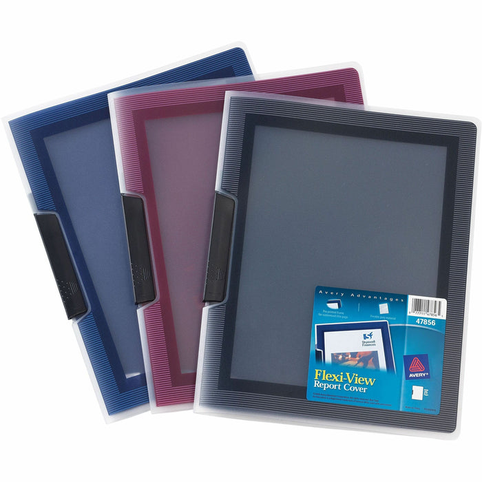 Avery® Flexi-View Letter Report Cover - 8 1/2" x 11" - 25 Sheets Capacity - Polypropylene - Assorted - Preprinted, PVC-free, Spine - 0% Recycled - 24 / Box