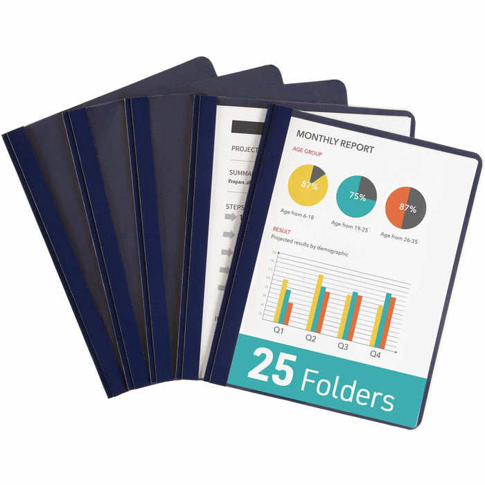 Avery® Letter Report Cover - 8 1/2" x 11" - 20 Sheets Capacity - 3 x Double Prong Fastener - 1/2" for Folder - Metal, Polypropylene - Dark Blue - Durable, Embossed, Clear Front, Dirt Resistant, Scratch Resistant, Heavy Duty, Moisture Resistant, Long Lasti