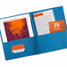 Avery® Letter Report Cover - 8 1/2" x 11" - 70 Sheets Capacity - 3 x 3-prong Fastener - 1/2" for Folder - 2 Internal Pocket - Paper - Light Blue - Die-cut, Sturdy, Clear Front, Scuff Resistant, Punched, Textured, Pocket, Label - 0% Recycled - 25 / Box