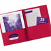 Avery® Letter Report Cover - 8 1/2" x 11" - 70 Sheets Capacity - 3 x 3-prong Fastener - 1/2" for Folder - 2 Internal Pocket - Paper - Red - Die-cut, Sturdy, Scuff Resistant, Punched, Pocket, Textured - 0% Recycled - 25 / Box