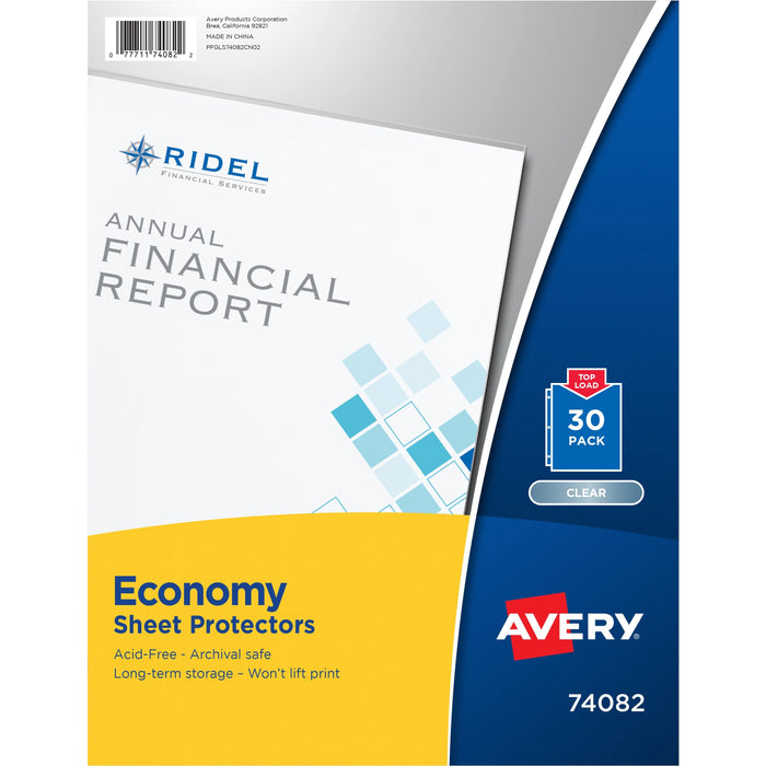 Avery® Economy-Weight Sheet Protectors - For Letter 8 1/2" x 11" Sheet - Clear - Polypropylene - 30 / Pack