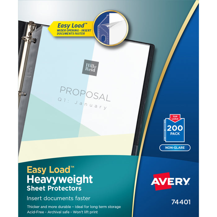 Avery® Non-Glare Heavyweight Sheet Protectors - For Letter 8 1/2" x 11" Sheet - Clear - Polypropylene - 1 Box