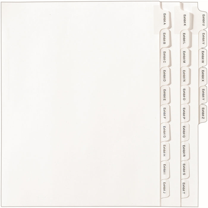 Avery® Allstate Style EXHIBIT Tab Legal Dividers - 1 x Divider(s) - Side Tab(s) - EXHIBIT A-Z - 25 Tab(s)/Set - 8.5" Divider Width x 11" Divider Length - Letter - 8.50" Width x 11" Length - White Paper Divider - White Tab(s) - 20% Recycled - 1 Set