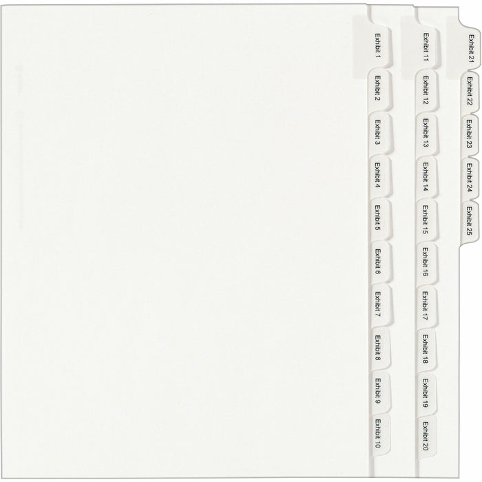 Avery® Index Divider - 1 x Divider(s) - Side Tab(s) - Exhibit 1-25 - 25 Tab(s)/Set - 8.5" Divider Width x 11" Divider Length - Letter - 8.50" Width x 11" Length - White Paper Divider - White Tab(s) - 20% Recycled - 1 Set