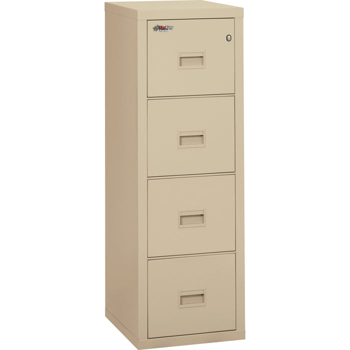 FireKing Insulated Turtle File Cabinet - 4-Drawer - 17.7" Width x 22.1" Depth x 52.8" Height - 4 x Drawer(s) for File - Letter, Legal - Fire Resistant - Parchment - Powder Coated - Steel - 1 Each