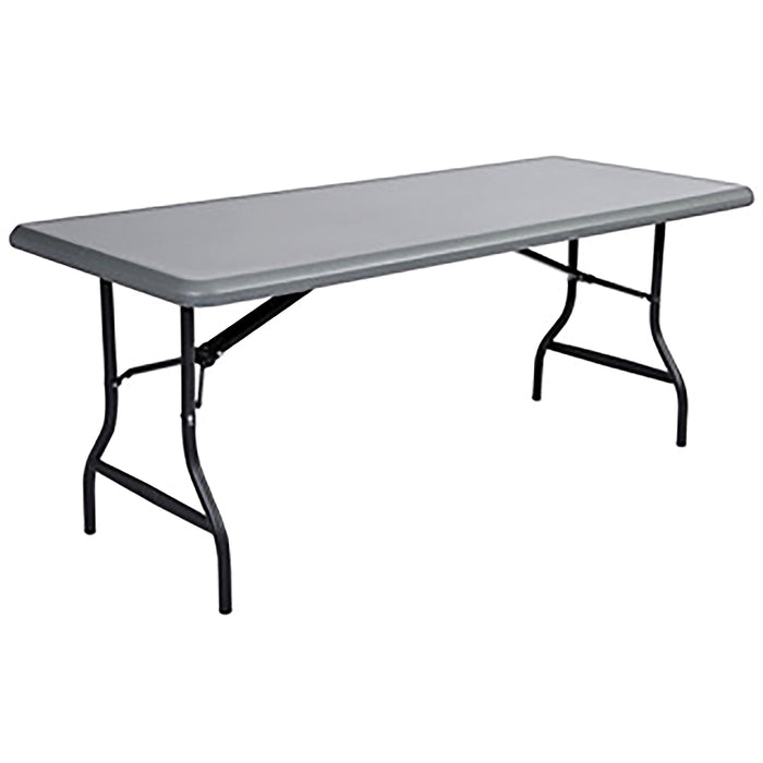 Iceberg IndestrucTable TOO 1200 Series Folding Table - Rectangle Top - Round Leg Base - 1200 lb Capacity - 96" Table Top Length x 30" Table Top Width x 1" Table Top Thickness x 1" Table Top Diameter - Indoor, Outdoor - Charcoal - Steel, Polyethylene, High