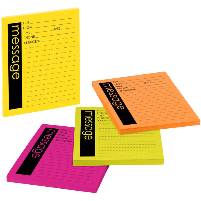 Post-it® Important Message Note - 50 Sheet(s) - 5" x 4" Sheet Size - Yellow, Pink, Orange, Green - Assorted Sheet(s) - 1 Pack