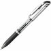 Pentel EnerGel Deluxe Rollerball Pen - 0.7 mm Medium Pen Point - Refillable - Black Ink - Gel-based - Silver Barrel - 12 / Box