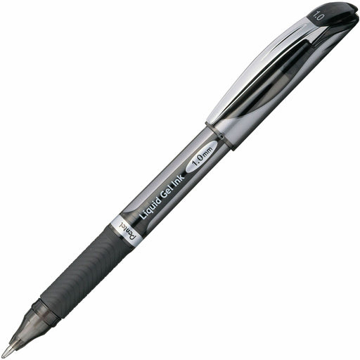 Pentel EnerGel Deluxe Liquid Gel Pen - 1 mm Bold Pen Point - Refillable - Black Ink - Gel-based - Silver Barrel - 1 Each
