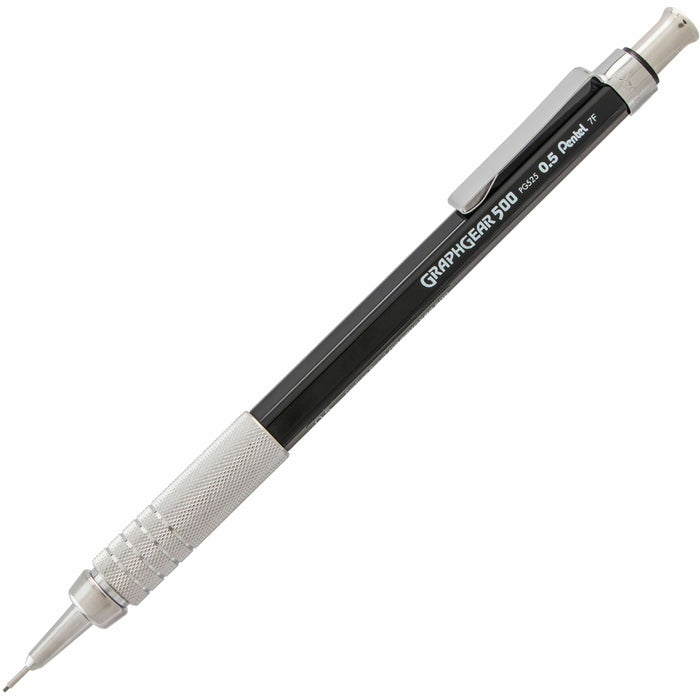 Pentel GraphGear 500 Mechanical Pencil - 0.5 mm Lead - HB - Refillable - Black Barrel - 1 Each