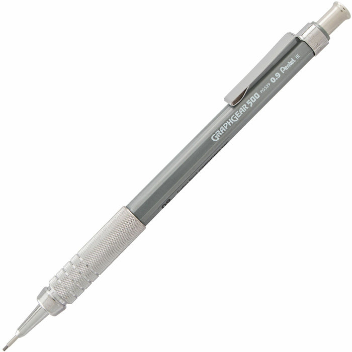 Pentel GraphGear 500 Mechanical Drafting Pencil - 0.9 mm Lead - HB - Refillable - Gray Barrel - 1 Each