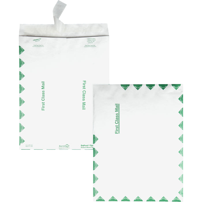 Survivor® 6 x 9 DuPont Tyvek First Class Border Catalog Mailers with Self-Seal Closure - First Class Mail - #1 - 6" Width x 9" Length - 14 lb - Peel & Seal - White - Tyvek - 100 / Box